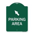 Amistad 18 x 24 in. Designer Series Sign - Parking Area with Upper Left Arrow, Green & White AM2024059